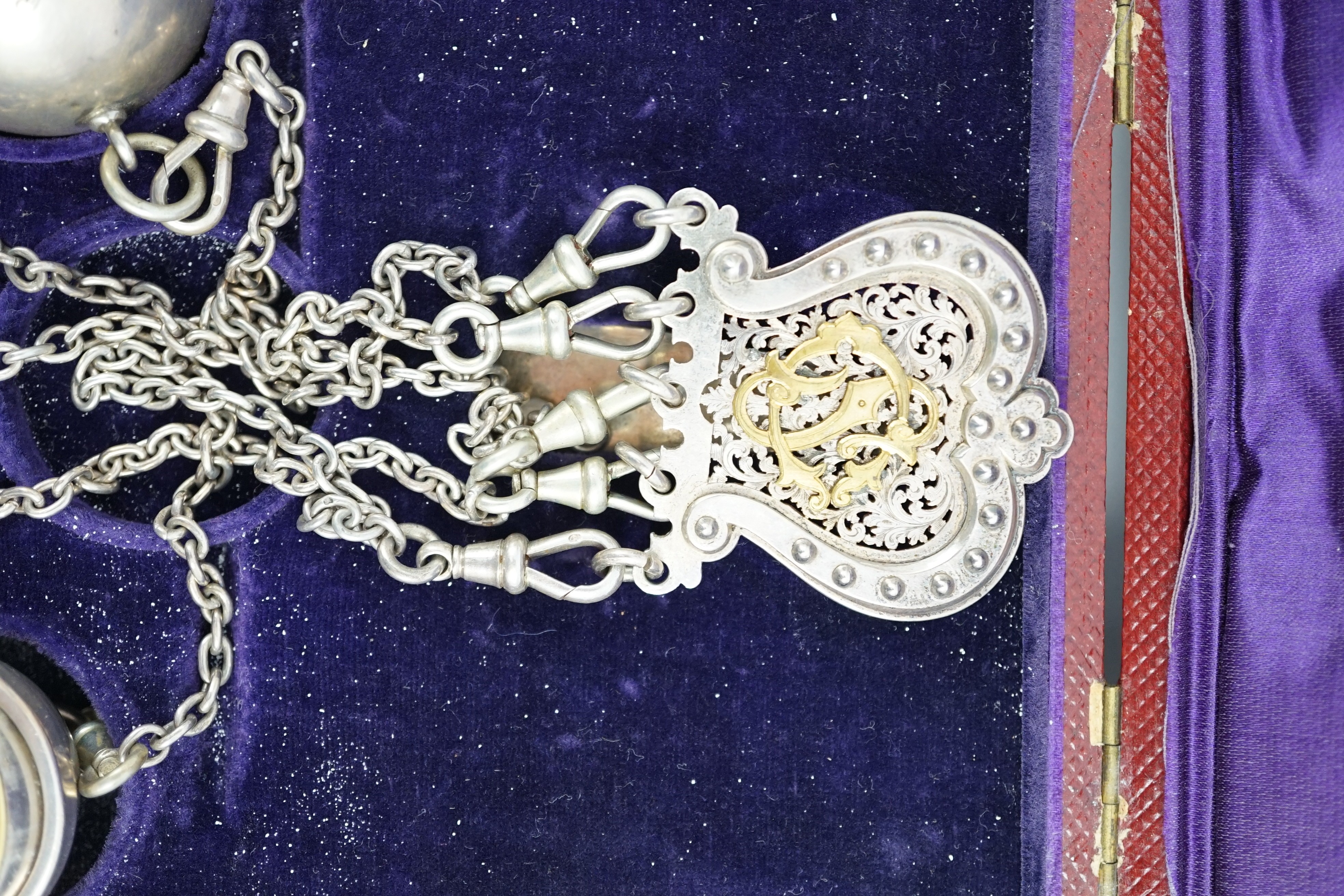 A cased Victorian silver chatelaine by Henry William Dee, London, 1874